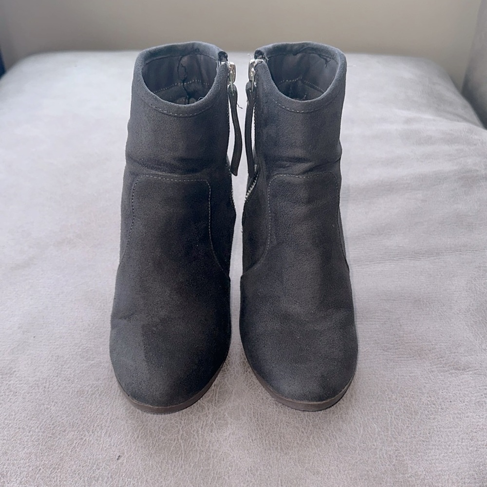 Dark gray/ charcoal boots with side zipper